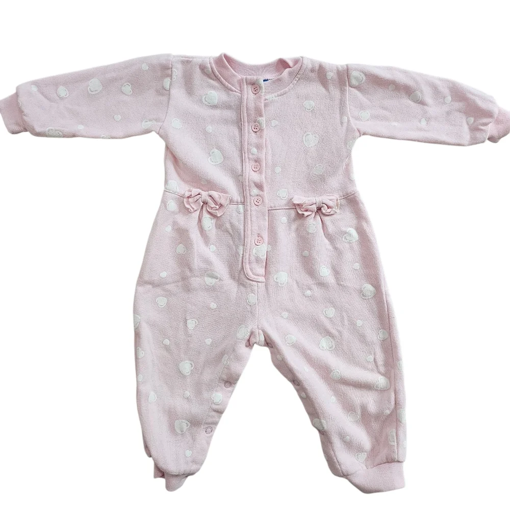 Vintage Ruffle Coquette Baby Girl 18M Bubble Romper Jumpsuit Cottagecore‎ Hearts
